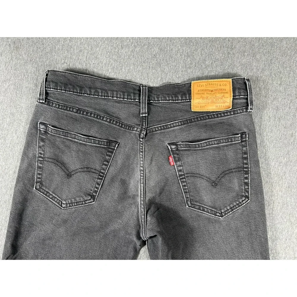Levi's 511‎ Big E Premium Slim Fit Stretch Jeans Faded Black Denim Men's 33x30